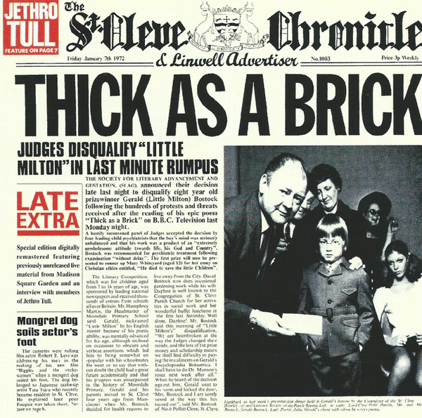 Jethro Tull – Thick As A Brick (CD) - Discogs