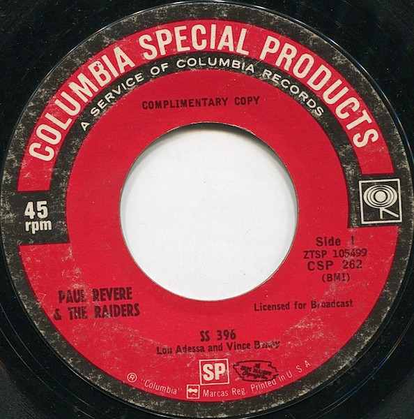 Paul Revere & The Raiders – SS 396 / Corvair Baby (1965, Pitman