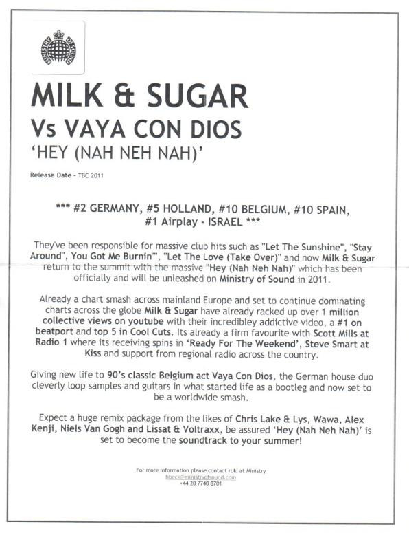last ned album Milk & Sugar vs Vaya Con Dios - Hey Nah Neh Nah