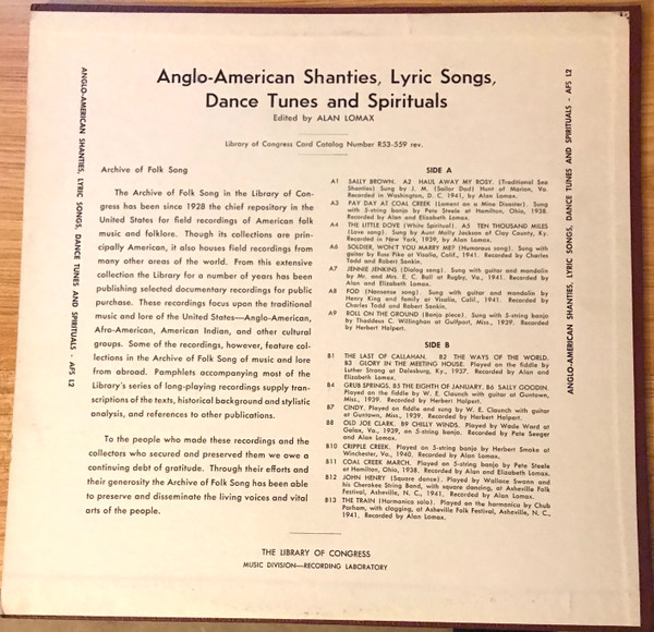baixar álbum Various - Folk Music Of The United States Anglo American Shanties Lyric Songs Dance Tunes and Spirituals From the Archive of American Folk Song