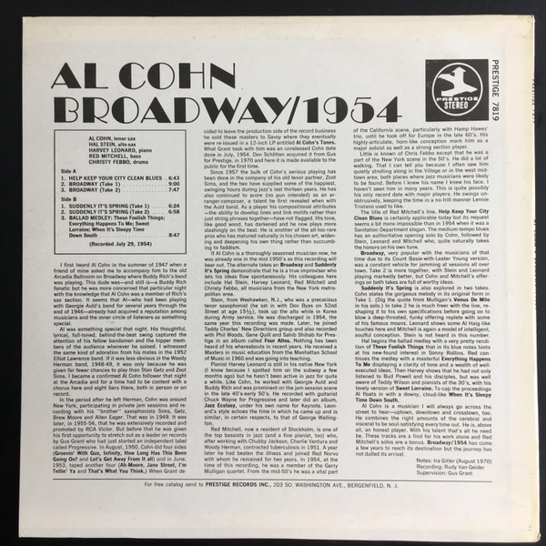ladda ner album Al Cohn - Broadway1954