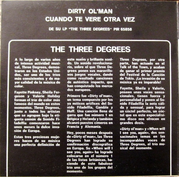 last ned album The Three Degrees - Dirty OlMan Cuando Te Vere Otra Vez