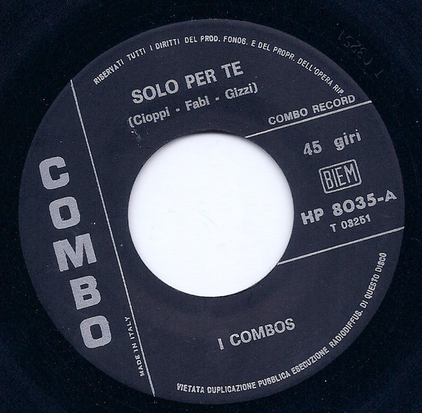 ladda ner album I Combos - Solo Per Te Acqua Azzurra Acqua Chiara