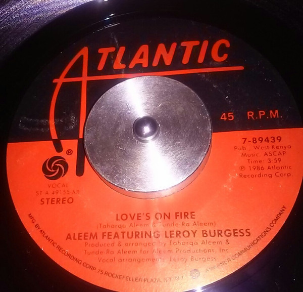 Aleem Featuring Leroy Burgess – Love's On Fire (1986, Vinyl