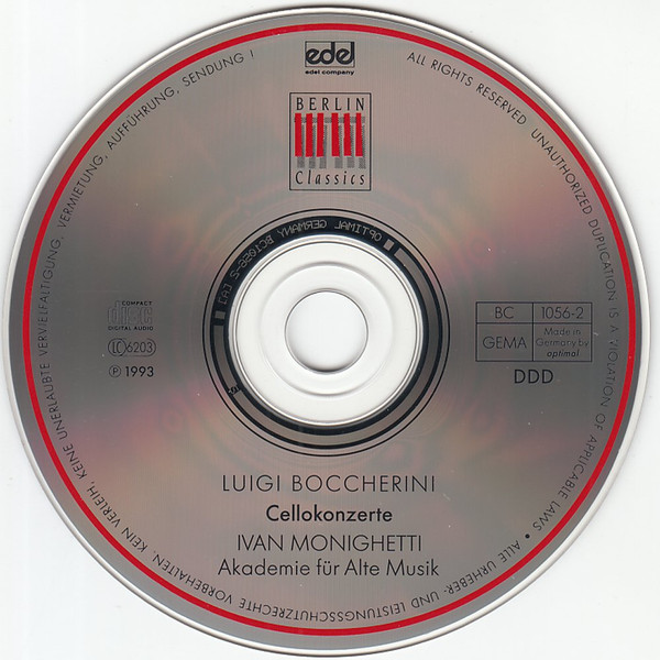 télécharger l'album Luigi Boccherini Ivan Monighetti, Akademie Für Alte Musik Berlin - Cellokonzerte