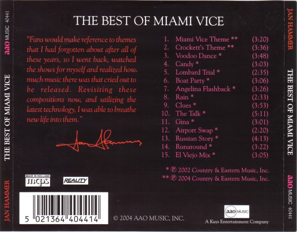 baixar álbum Jan Hammer - The Best Of Miami Vice