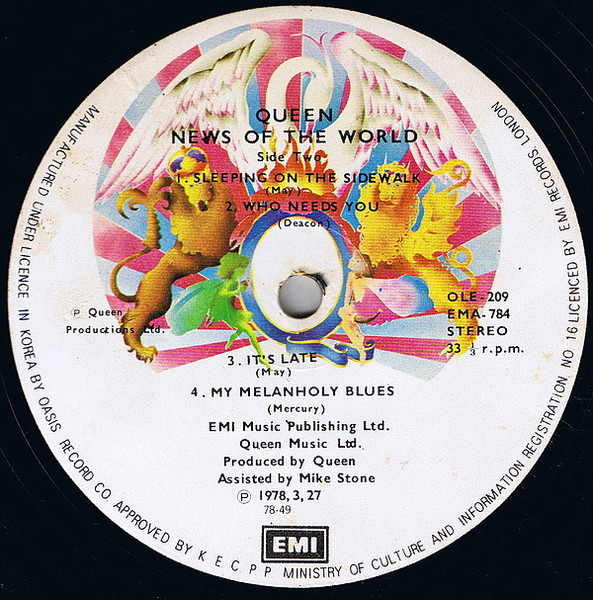 Queen – News Of The World (1978, Edited 10 Tracks, Vinyl) - Discogs