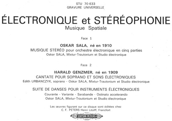 Oskar Sala / Harald Genzmer - Électronique Et Stéréophonie (Musique Spatiale) | Erato (STU 70633) - 7