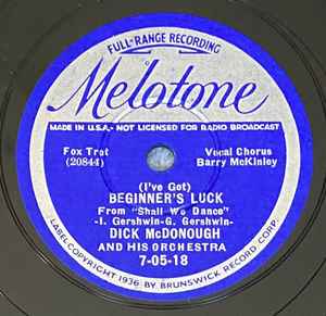 Dick McDonough And His Orchestra - Beginner's Luck / Shall We Dance album cover
