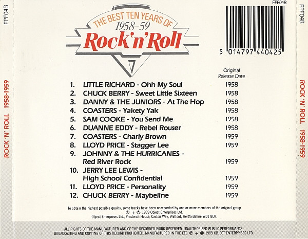 descargar álbum Various - The Best Ten Years Of Rock n Roll 1958 59