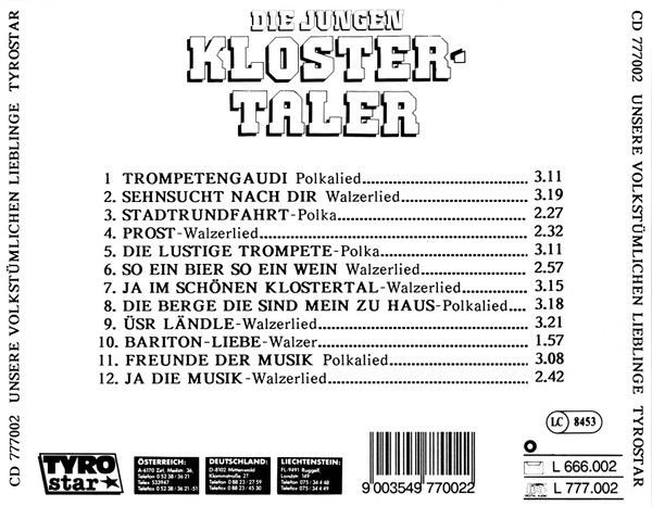 descargar álbum Die Jungen Klostertaler - Unsere Volkstümlichen Lieblinge