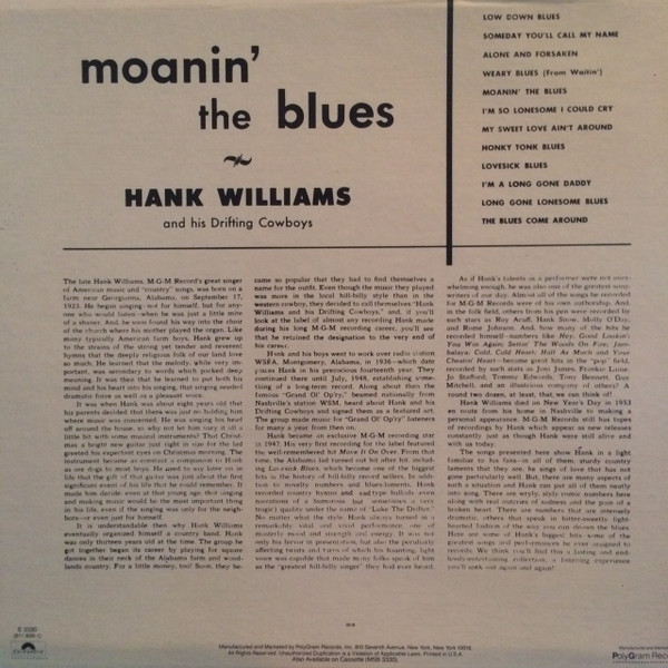 télécharger l'album Hank Williams With His Drifting Cowboys - Moanin The Blues