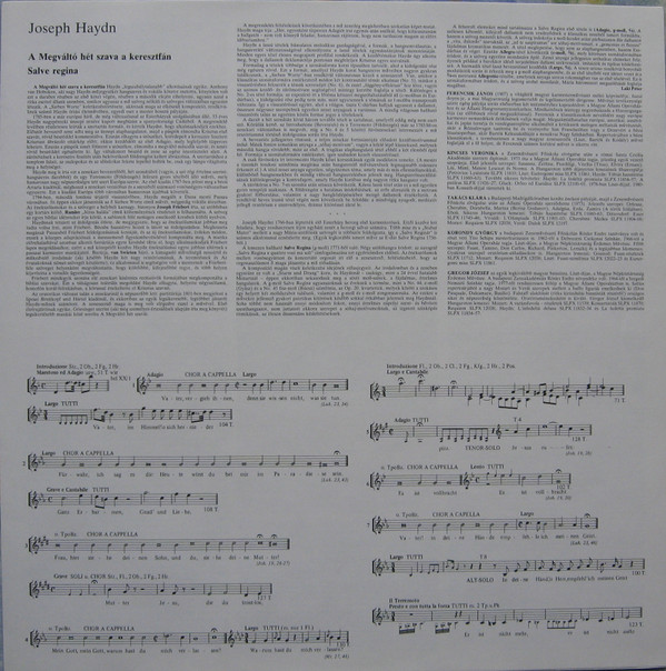 ladda ner album Haydn, Veronika Kincses, Klára Takács, György Korondy, József Gregor, Budapest Chorus, Hungarian State Orchestra, János Ferencsik - The Seven Last Words Of Christ Oratorio Version Salve Regina In G Minor