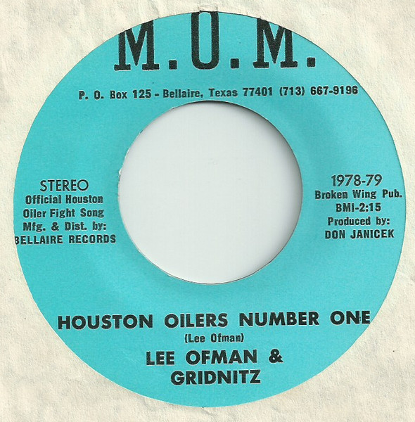 Lee Ofman – Houston Oilers Number One (1978, Brown Football, Vinyl) -  Discogs