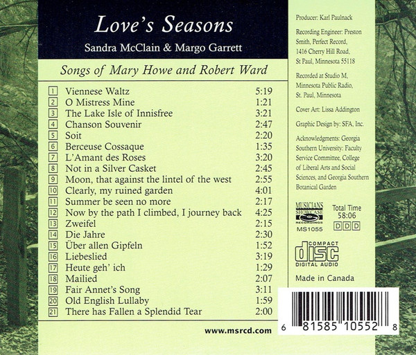 lataa albumi Sandra McClain & Margot Garrett, Mary Howe And Robert Ward - Loves Seasons Songs Of Mary Howe And Robert Ward