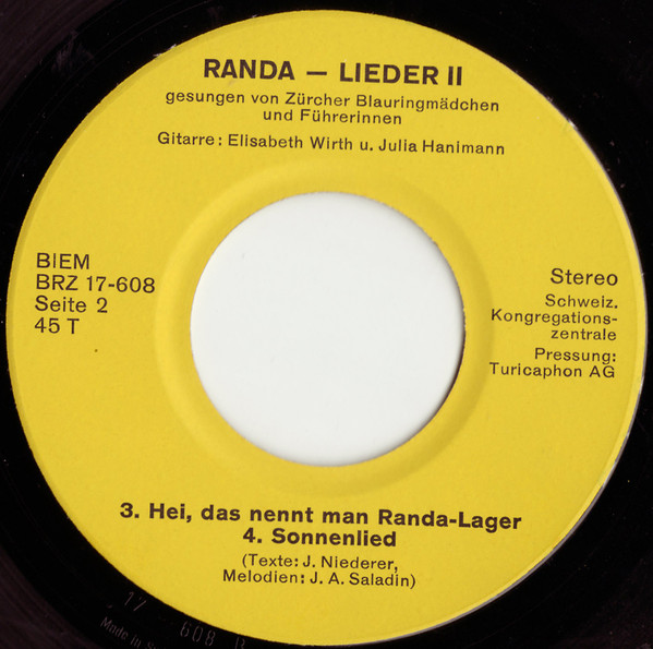 baixar álbum Zürcher Blauringmädchen Und Führerinnen - Randa Lieder II