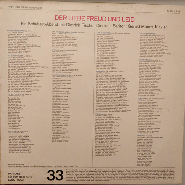 last ned album Schubert, Dietrich FischerDieskau - Der Liebe Freud Und Leid Ein Schubert Abend Mit Dietrich Fischer Dieskau