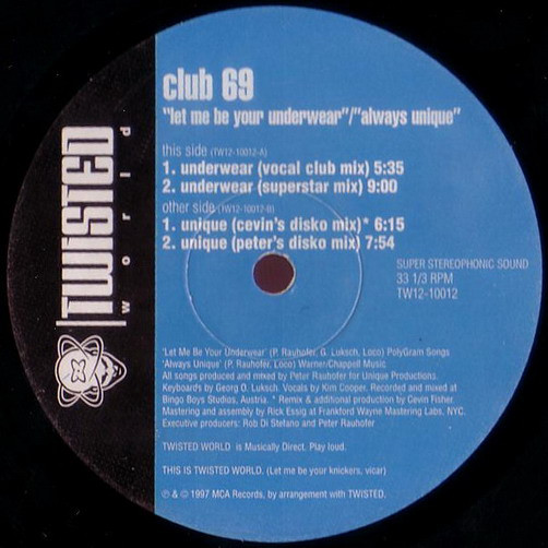 Club 69 – Let Me Be Your Underwear / Always Unique (1997, CD) - Discogs