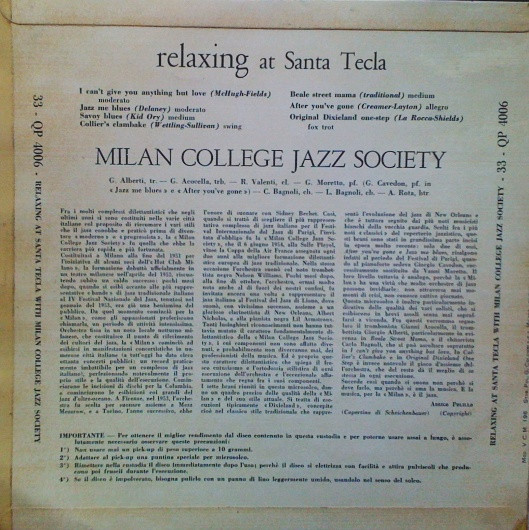 last ned album Milan College Jazz Society - Relaxing At Santa Tecla