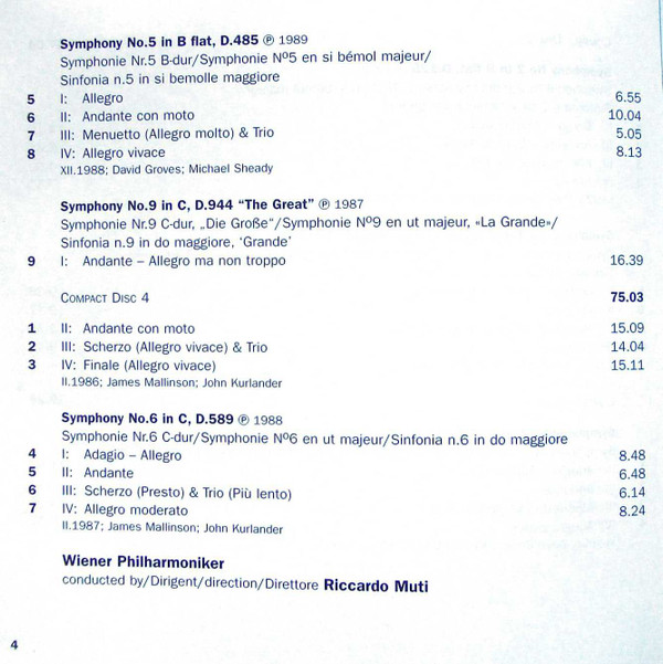 Album herunterladen Schubert Riccardo Muti, Wiener Philharmoniker - The Complete Symphonies
