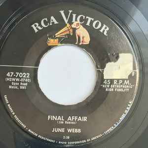 June Webb - Final Affair / Crewcut Romeo album cover