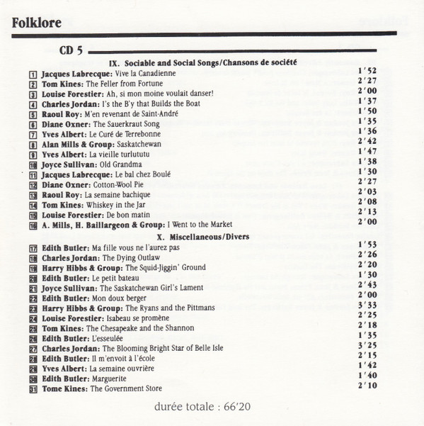 last ned album Various - Anthologie de la musique folklorique canadienne Anthology of Canadian Folk Music