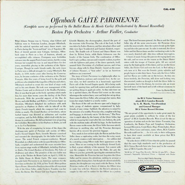 Boston Pops , Arthur Fiedler - Offenbach Gaite Parisienne | RCA Camden (CAL 438) - 2