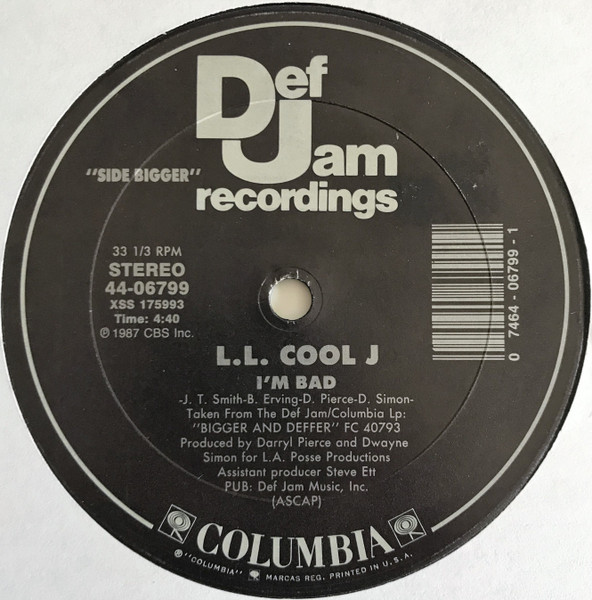 L.L. Cool J – I'm Bad (1987, Picture Sleeve, Vinyl) - Discogs