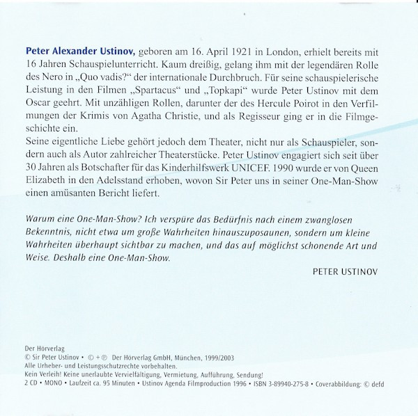 ladda ner album Peter Ustinov - Liest Ein Abend Mit Peter Ustinov