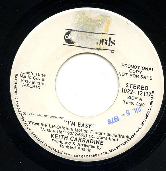 Keith Carradine / Henry Gibson – I'm Easy / 200 Years (1976, Vinyl