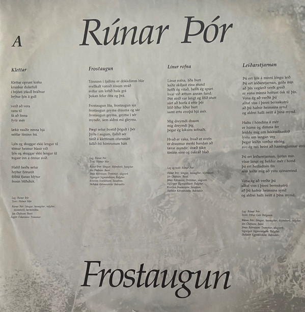 last ned album Rúnar Þór - Frostaugun