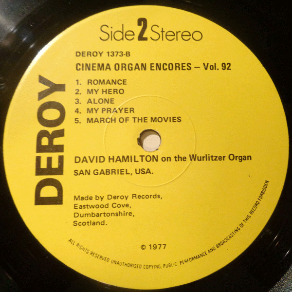 descargar álbum David Hamilton - At The Wurlitzer Organ In The Civic Auditorium San Gabriel Hollywood USA