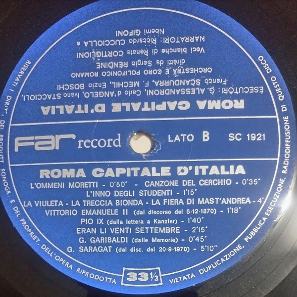 Album herunterladen Various - Nel 1 Centenario Di Roma Capitale DItalia 1870 1970