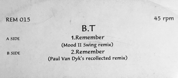 BT - Remember | Releases | Discogs