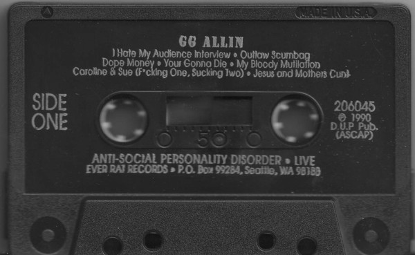 Album herunterladen GG Allin - Anti Social Personality Disorder Live