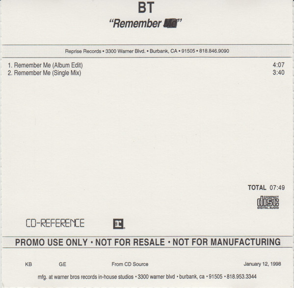 BT - Remember | Releases | Discogs