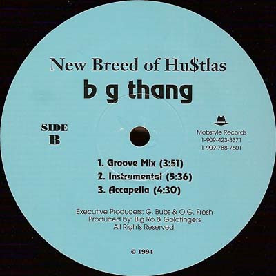 New Breed Of Hustlas – B.G Thang (Remix) (1995, Vinyl) - Discogs