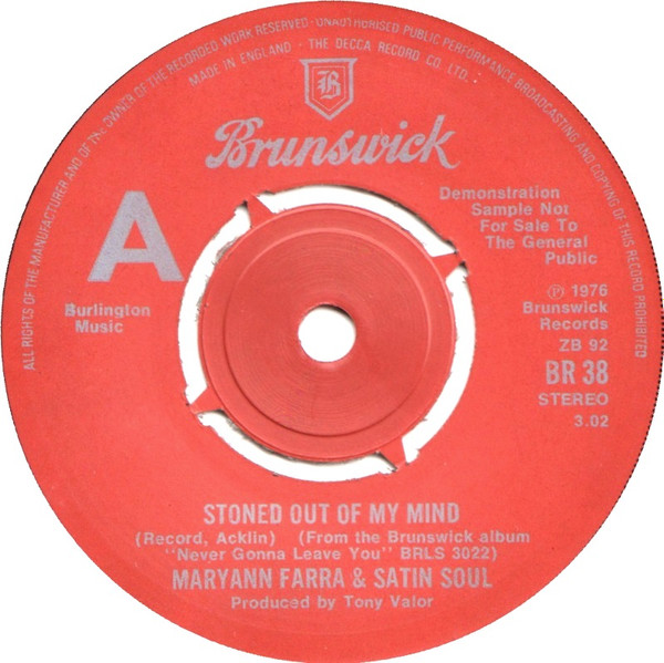 Maryann Farra & Satin Soul – Stoned Out Of My Mind (1976, Vinyl 