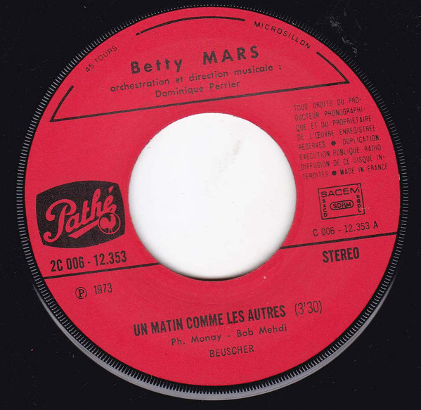 descargar álbum Betty Mars - Un Matin Comme Les Autres La Chanteuse Du Dancing
