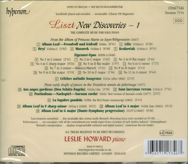 baixar álbum Liszt Leslie Howard - New Discoveries 1