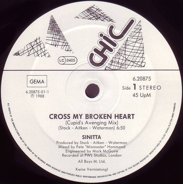 last ned album Sinitta - Cross My Broken Heart Cupids Avenging Mix