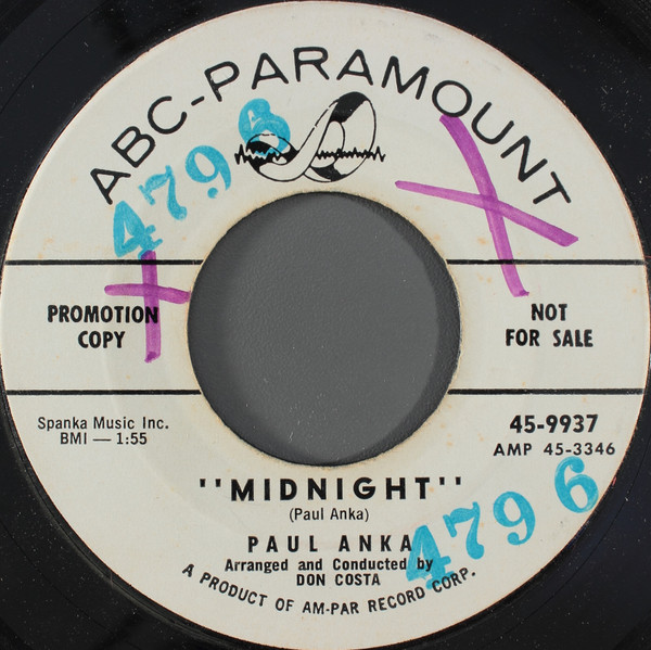 Paul Anka – Midnight (1958, Vinyl) - Discogs