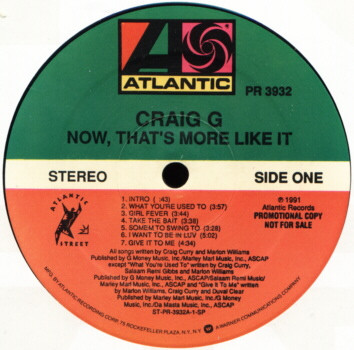 Craig G – Now That's More Like It (1991, Vinyl) - Discogs