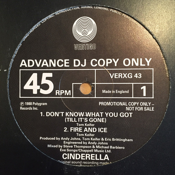 Cinderella – Don't Know What You Got (Till It's Gone) = 愛の絆 