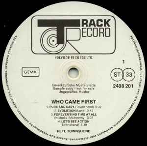 Pete Townshend - Who Came First album cover