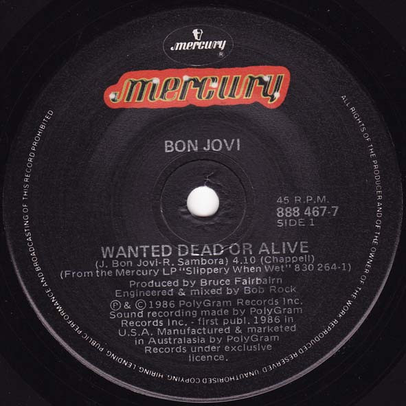 Bon Jovi – Wanted Dead Or Alive (1986, Vinyl) - Discogs