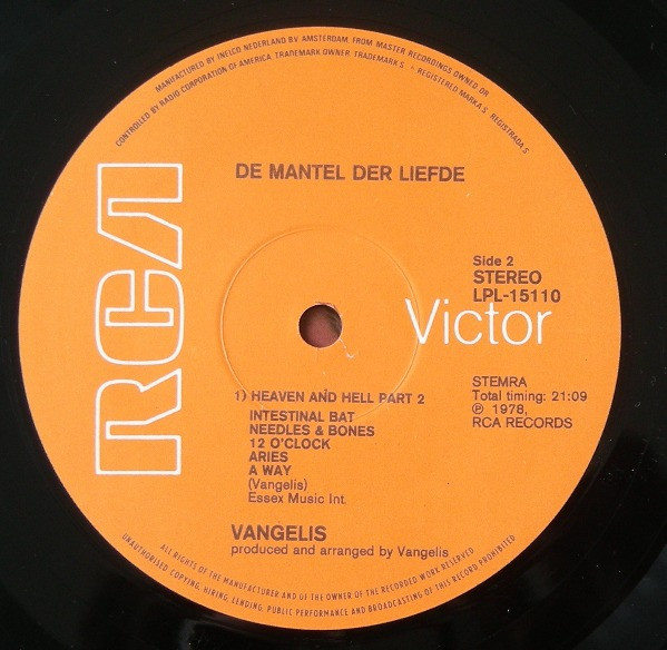 last ned album Vangelis - De Mantel Der Liefde Originele Filmmuziek Uit