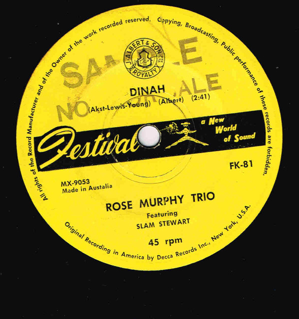 télécharger l'album Rose Murphy Trio Featuring Slam Stewart - Dinah