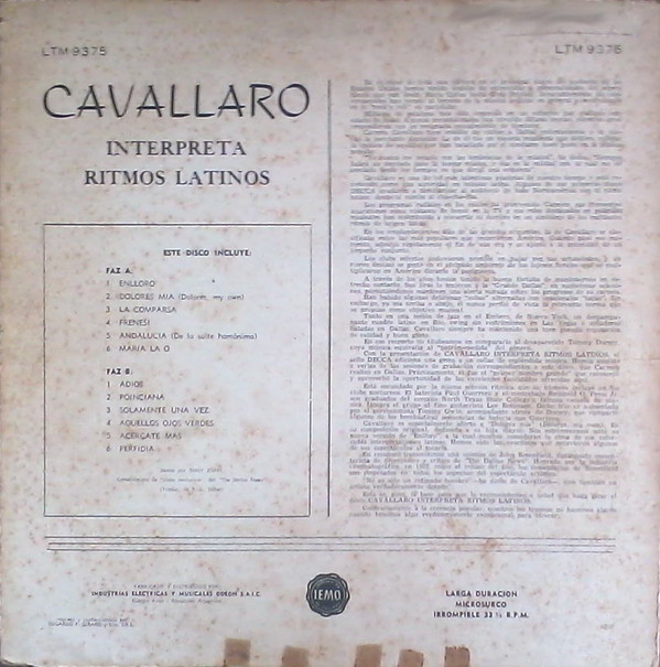 baixar álbum Cavallaro - Cavallaro Interpreta Ritmos Latinos
