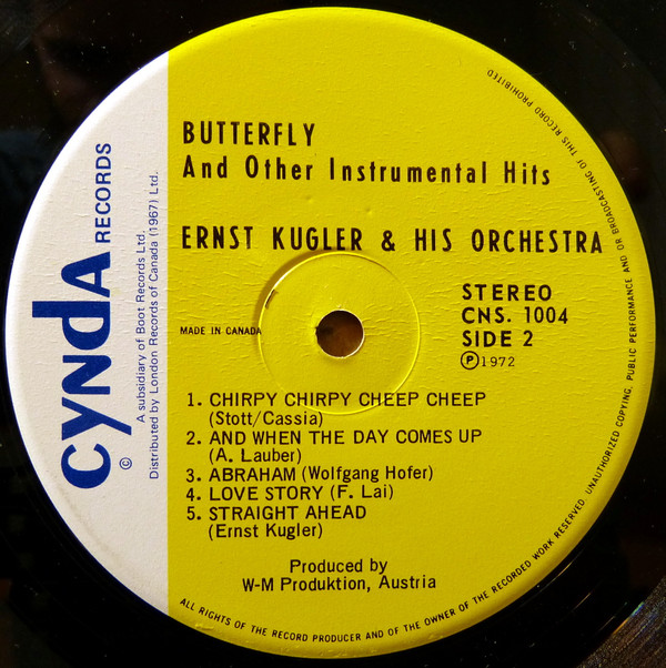 Ernst Kugler & His Orchestra - Butterfly & Other Instrumental Hits | Cynda Records (CNS 1004) - 4